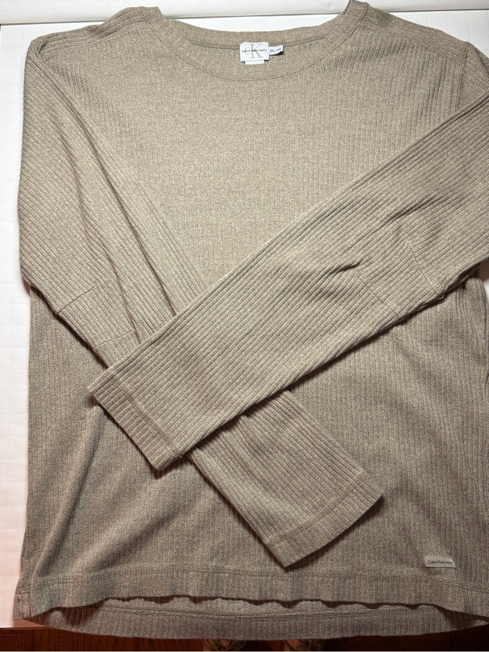 Calvin Klein Jeans Men’s Crewneck Sweater in Light Taupe